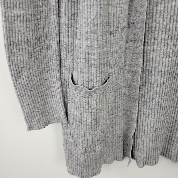 GAP | Heathered Gray Open Front Ribbed Cardigan Medium - Picture 4 of 7